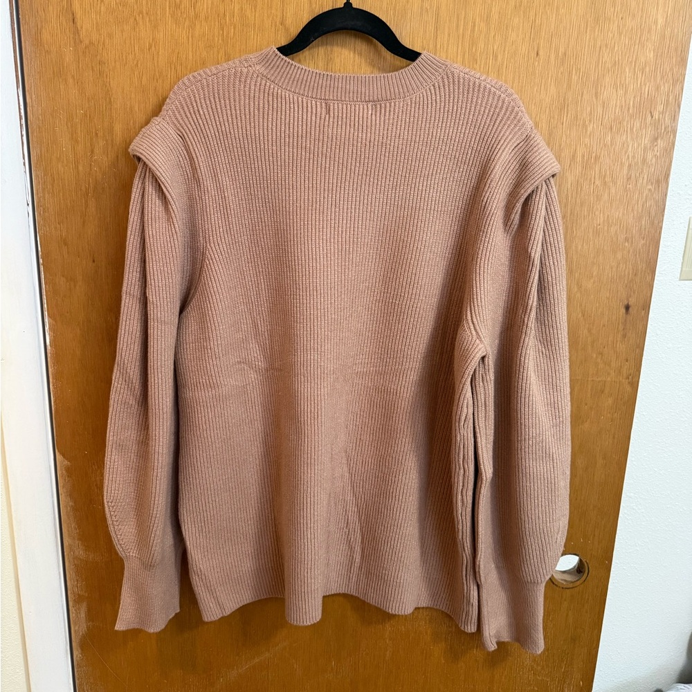 Tan Ribbed Crew Neck Sweater - Picture 4 of 4